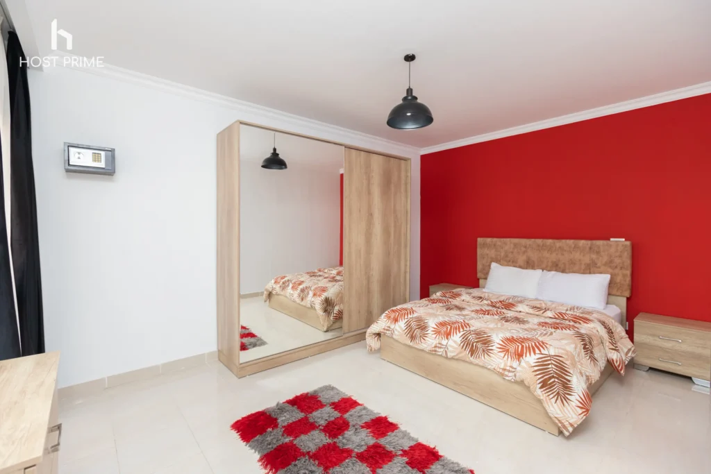 stylish red bedroom