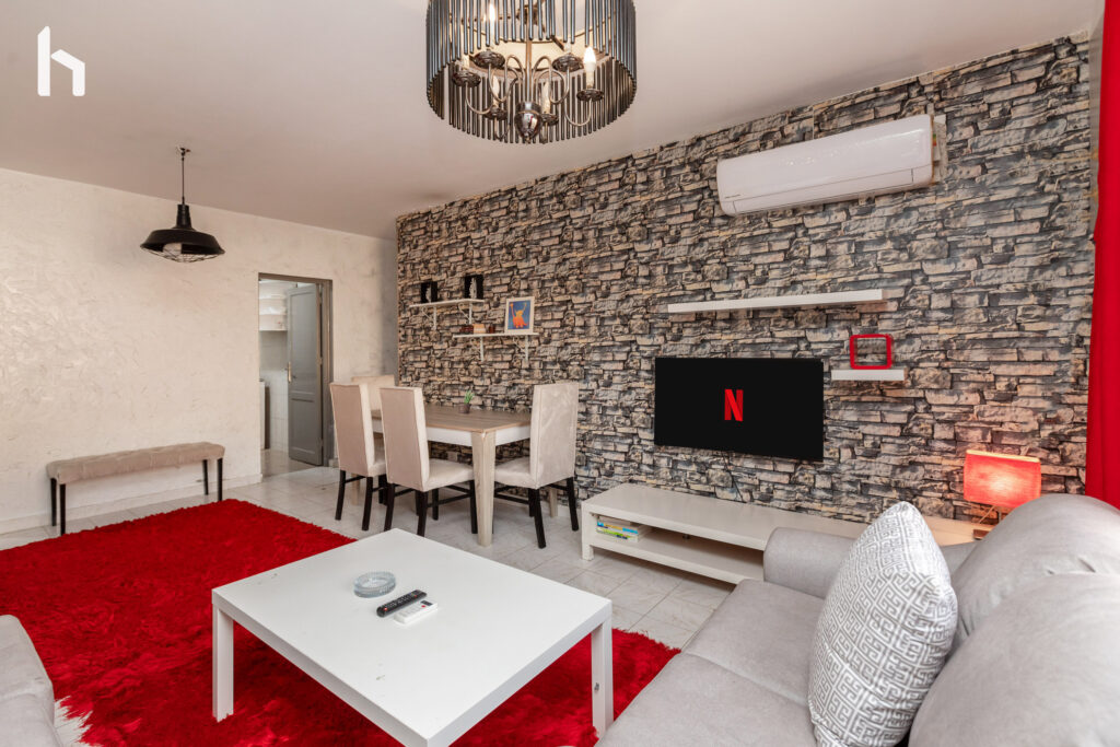 Spacious 2-bedroom apartment in Al Rehab City, Egypt. Perfect for families or professionals! Bright and airy living room, perfect for entertaining guests in your Al Rehab City apartment.